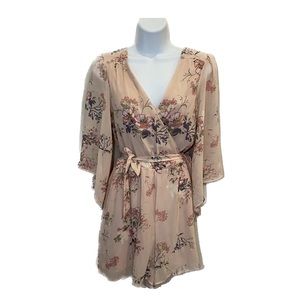 Light Pink floral v neck romper